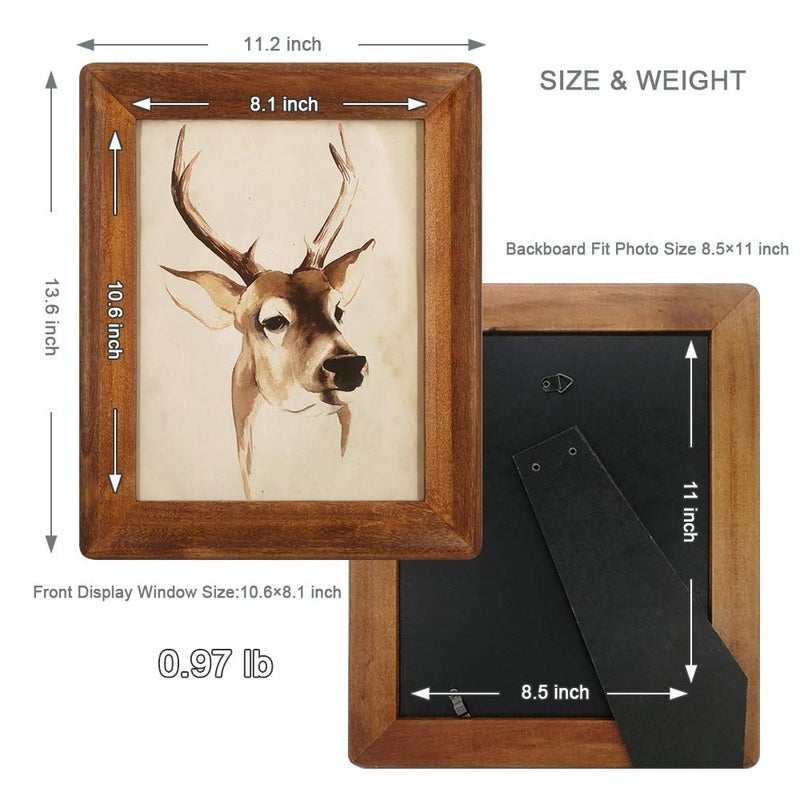 icheesday 8.5x11 Wood Picture Frames,Rustic Brown Diploma Certificate Award Photo Frame - Image 2